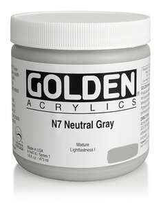 Golden Heavy Body Akrilik Boya 473 Ml Seri 1 N7 Neutral Gray - Thumbnail