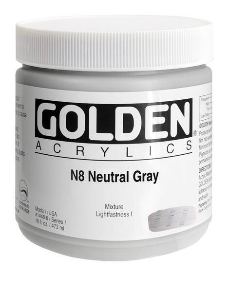 Golden Heavy Body Akrilik Boya 473 Ml Seri 1 N8 Neutral Gray
