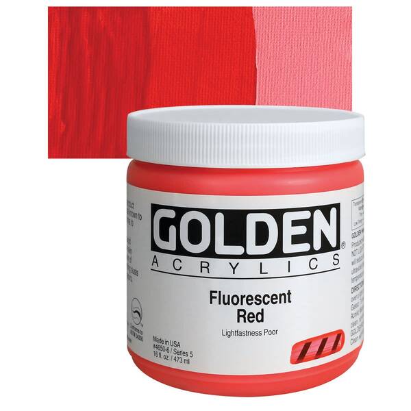 Golden Heavy Body Akrilik Boya 473 Ml Seri 5 Fluorescent Red - 1