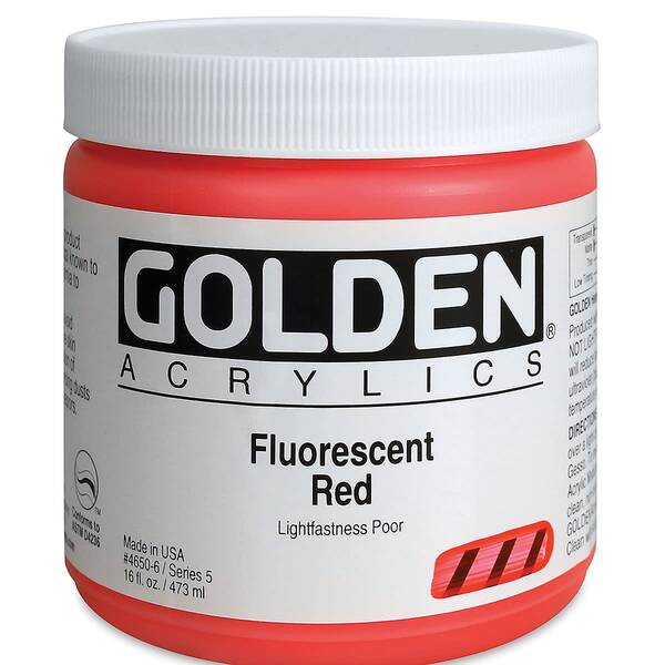 Golden Heavy Body Akrilik Boya 473 Ml Seri 5 Fluorescent Red - 3