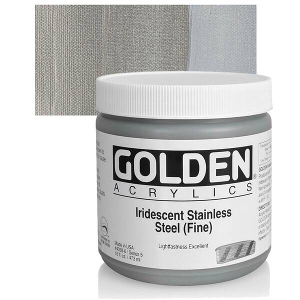 Golden Heavy Body Akrilik Boya 473 Ml Seri 5 Iridescent Stainless Steel Fine - 1