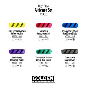 Golden High Flow Airbrush Set 6x30Ml Sıvı Akrilik Boya Seti - 4