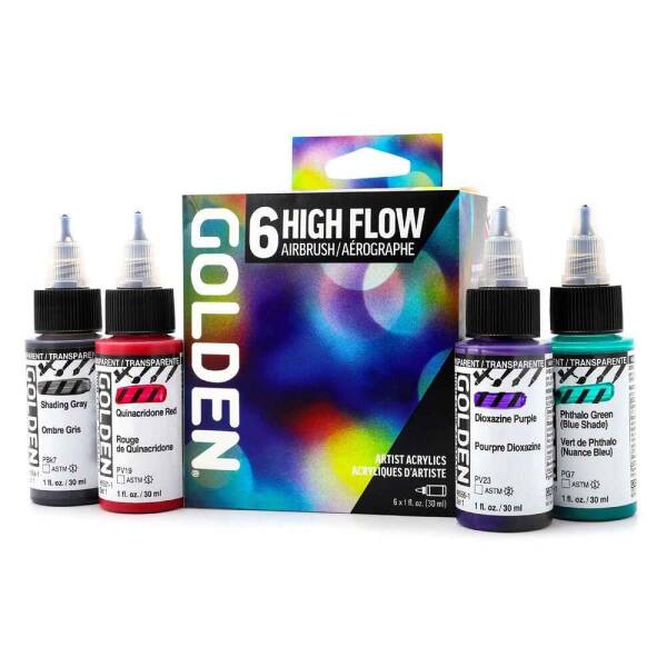 Golden High Flow Airbrush Set 6x30Ml Sıvı Akrilik Boya Seti - 2