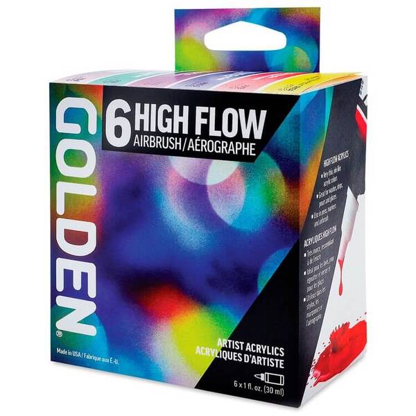 Golden High Flow Sıvı Akrilik Boya Airbrush Set 30ML 6'lı Kutu
