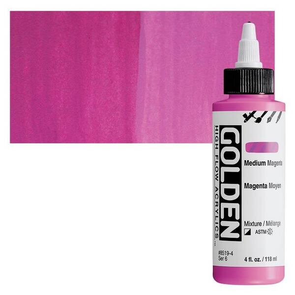 Golden High Flow Sıvı Akrilik Boya 118 Ml Seri 6 Medium Magenta - 1