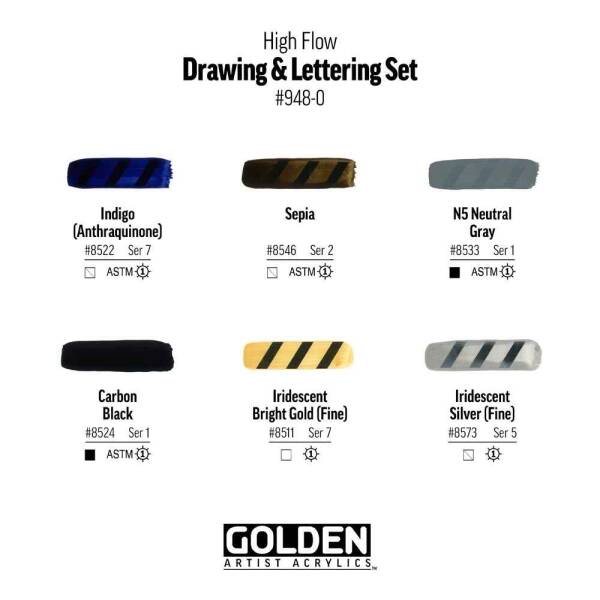 Golden High Flow Drawing & Lettering Set 6x30Ml Sıvı Akrilik Boya Seti - 3