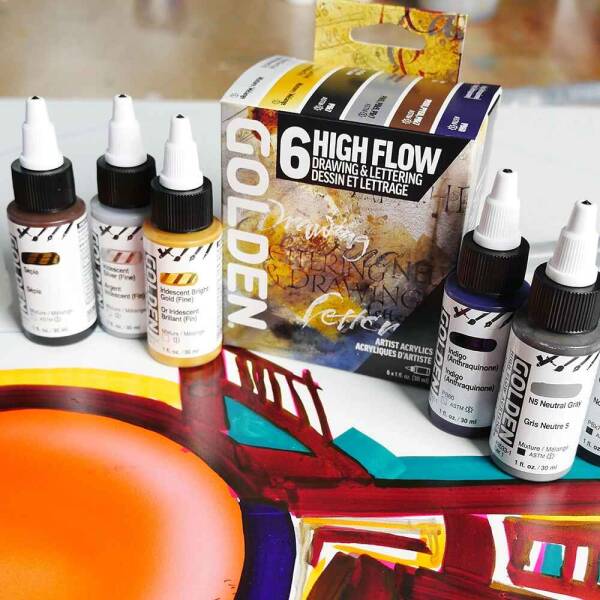 Golden High Flow Drawing & Lettering Set 6x30Ml Sıvı Akrilik Boya Seti - 5