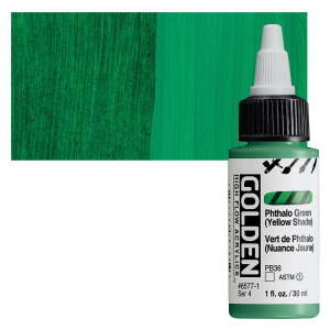 Golden High Flow Sıvı Akrilik Boya 30 Ml Seri 4 Phthalo Green (Yellow Shade) - Golden