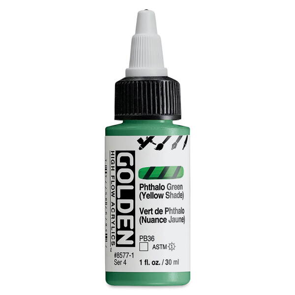 Golden High Flow Sıvı Akrilik Boya 30 Ml Seri 4 Phthalo Green (Yellow Shade) - 3