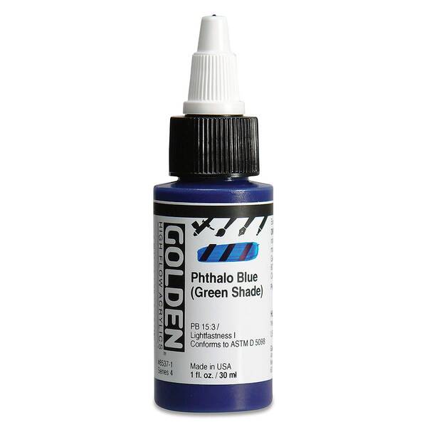 Golden High Flow Sıvı Akrilik Boya 30 Ml Seri 1 Transparent Phthalo Blue Green Shade - 3