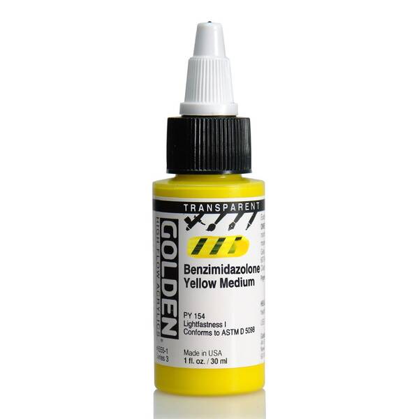 Golden High Flow Sıvı Akrilik Boya 30 Ml Seri 3 Transparent Benzimidazolone Yellow Medium - 1