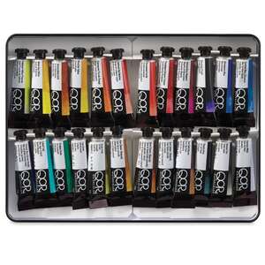 Qor Aquarelles Metal Kutu 24'Lü 5Ml Tüp Sulu Boya Seti - QOR