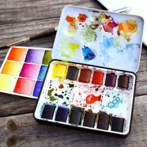 Qor Mini Aquarelles Yarım Pan 12'Li Sulu Boya Seti - 5
