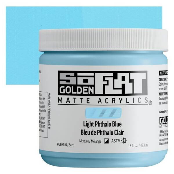 Golden Soflat Matte Akrilik Boya 473Ml S1 Light Phthalo Blue - 1