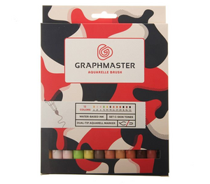 Graphmaster - Graphmaster Aquarelle Fırça Uçlu Marker Set-C Ten Tonları 12'li