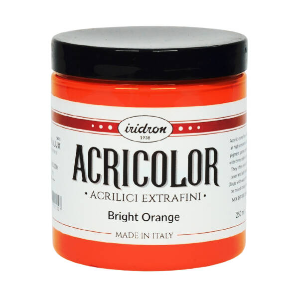 Iridron Acricolor Akrilik Boya 250 ML Bright Orange (Opak) - 1