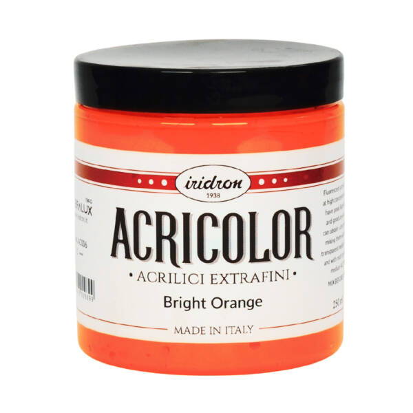 Iridron Acricolor Akrilik Boya 250 ML Bright Orange (Transparan) - 1