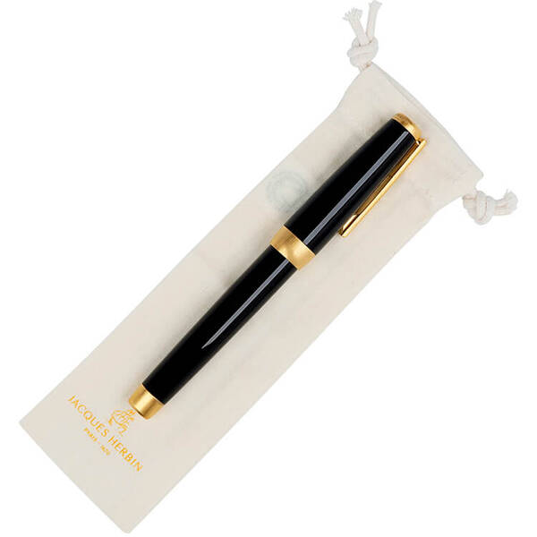 J.Herbin Prestige Sloop Fırçalanmış Altın kaplama Reçina Gövde Roller Kalem Black - 4