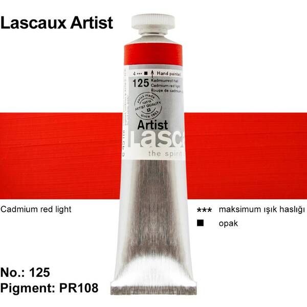 Lascaux Artist Akrilik Boya 45 Ml S4 Cadmium Red Light - 1