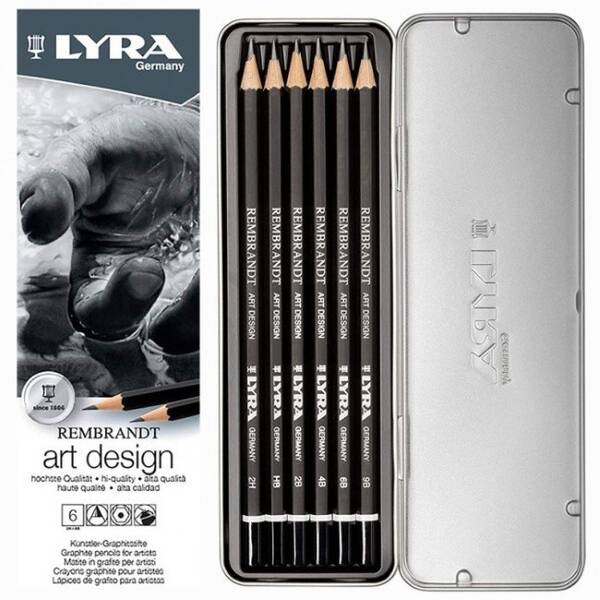 Lyra Rembrandt Art Design Dereceli 6'li Kalem Seti Metal Kutu - 1