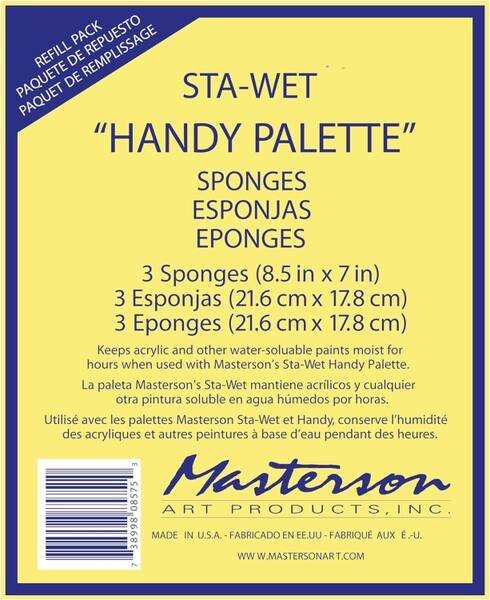 New Wave Masterson Sta-Wet Handy Palet Süngeri 3'Lü 21.6cm x 17.8cm