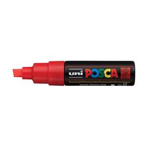 Uni Posca PC-8K Broad Chisel Tip Marker 8.0 mm Flourescent Red - Uni