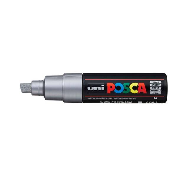 Uni Posca PC-8K Broad Chisel Tip Marker 8.0 mm Metallic Silver