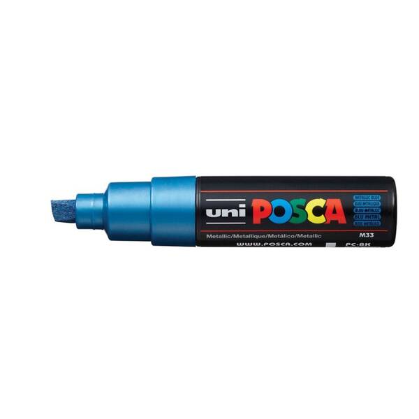 Uni Posca PC-8K Broad Chisel Tip Marker 8.0 mm Metallic Blue - 1