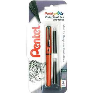 Pentel - Pentel Arts Pocket Brush Cep Tipi Fırça Kalem Turuncu