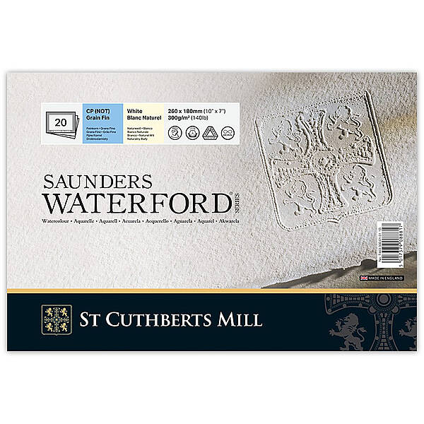 Saunders Waterford Sulu Boya Defteri 300gr 18X26cm White CP Fine 20 Yaprak - 1
