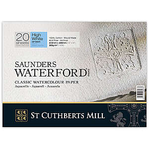 Saunders Waterford Sulu Boya Defteri 300gr 23X31cm High White CP Fine 20 Yaprak - St Cuthberts Mill