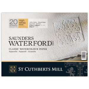 Saunders Waterford Sulu Boya Defteri 300gr 23X31cm High White Rough 20 Yaprak - St Cuthberts Mill
