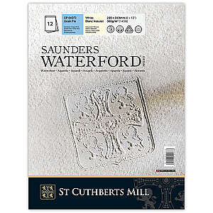 Saunders Waterford Sulu Boya Defteri 300gr 23X31cm White CP Fine 12 Yaprak - St Cuthberts Mill