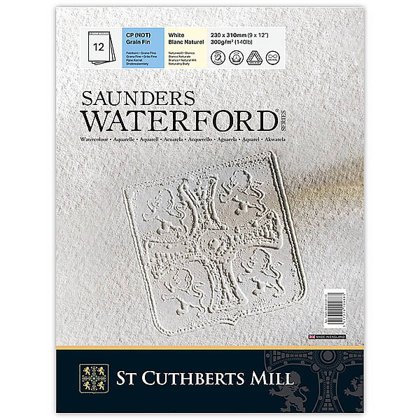Saunders Waterford Sulu Boya Defteri 300gr 23X31cm White CP Fine 12 Yaprak - 1