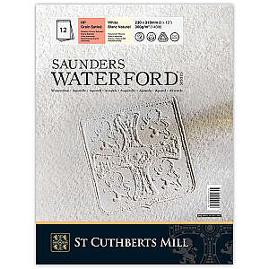 Saunders Waterford Sulu Boya Defteri 300gr 23X31cm White HP Satin 12 Yaprak - St Cuthberts Mill