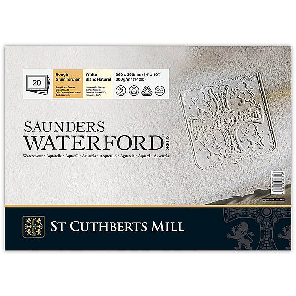 Saunders Waterford Sulu Boya Defteri 300gr 26X36cm White Rough 20 Yaprak Blok - 1