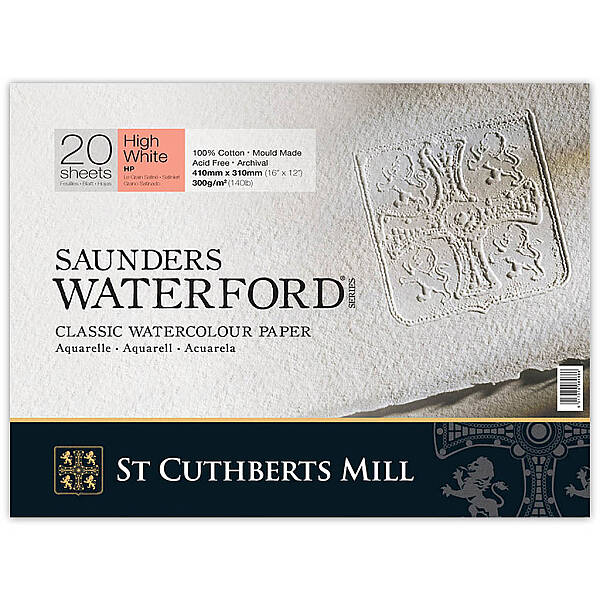 Saunders Waterford Sulu Boya Defteri 300gr 31X41cm High White HP Satin 20 Yaprak - 1