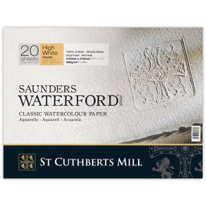 Saunders Waterford Sulu Boya Defteri 300gr 31X41cm High White Rough 20 Yaprak - St Cuthberts Mill