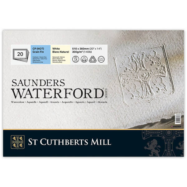 Saunders Waterford Sulu Boya Defteri 300gr 36X51cm White CP Fine 20 Yaprak Blok - 1
