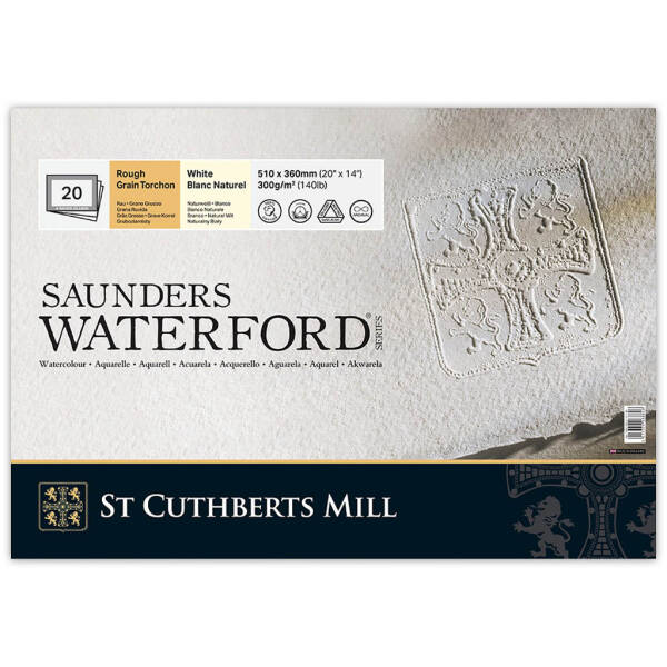 Saunders Waterford Sulu Boya Defteri 300gr 36X51cm White Rough 20 Yaprak Blok - 1