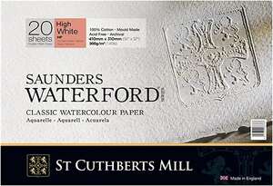 St Cuthberts Mill - Saunders Waterford Sulu Boya Defteri 300gr Ekstra Beyaz 41X31cm 20 Yaprak Sıcak Basım Dokusuz