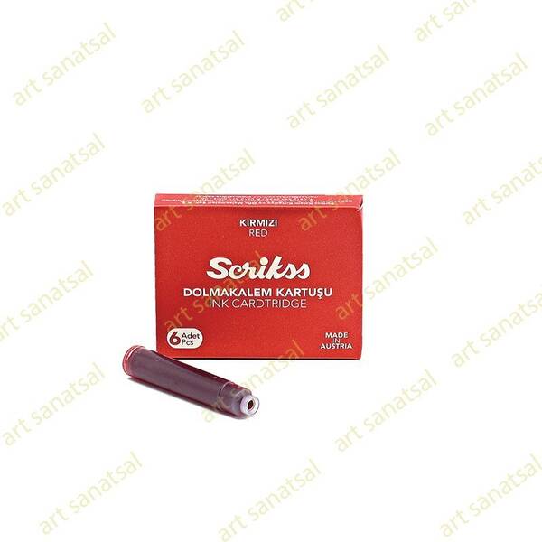 Scrikss Dolma Kalem Kartuşu 6'lı Kırmızı - 1