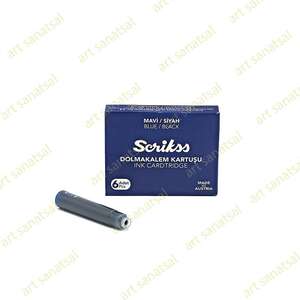 Scrikss Dolma Kalem Kartuşu 6'lı Mavi/Siyah - Scrikss