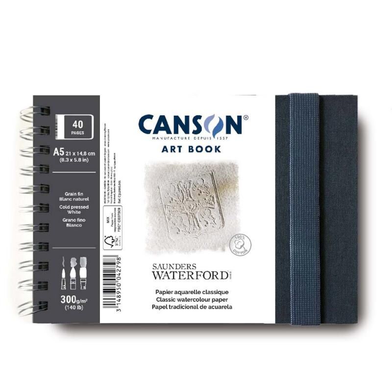 Canson Saunders Waterford Art Book Wateford 300gr A5 Telli Sert Kapak Suluboya Defteri 40 Sayfa