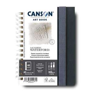 Canson - Canson Saunders Waterford Art Book Wateford 300gr A5 Telli Sert Kapak Suluboya Defteri 40 Sayfa