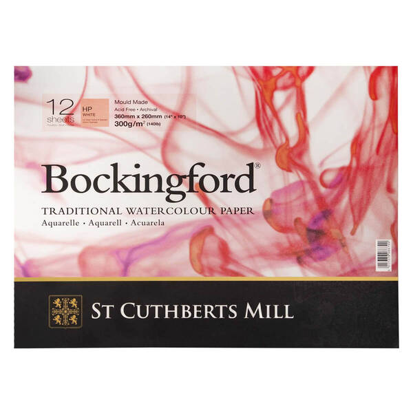 St Cuthberts Mill Bockingford Sulu Boya Defteri 300G/M² 360X260mm 12 Yaprak Dokusuz Beyaz - 1