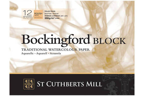 St Cuthberts Mill Bockingford Sulu Boya Defteri 300G/M² 410X310mm 12 Yaprak Kalın Doku Beyaz - 1