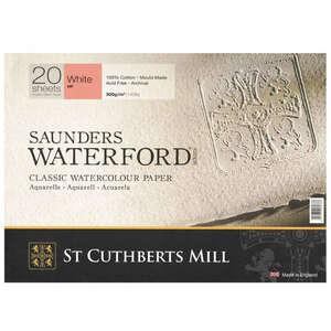 St Cuthberts Mill Saunders Waterford Sulu Boya Defteri 300G/M² 310X210mm 20 Yaprak Dokusuz Beyaz - St Cuthberts Mill