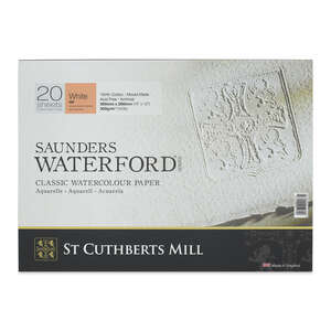 St Cuthberts Mill Saunders Waterford Sulu Boya Defteri 300G/M² 360X260mm 20 Yaprak Dokusuz Beyaz - St Cuthberts Mill