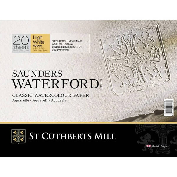 St Cuthberts Mill Saunders Waterford Sulu Boya Defteri 300G/M² 310X230mm 20 Yaprak Kalın Doku Beyaz - 1